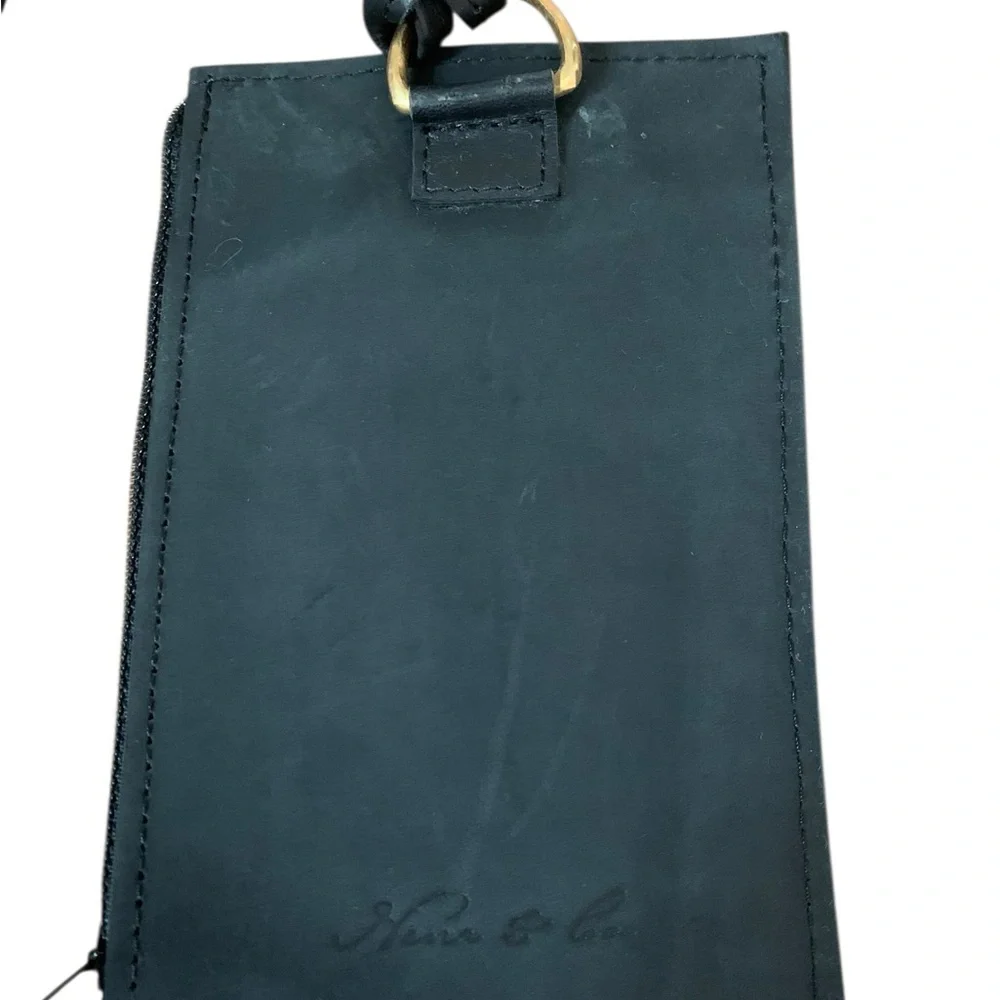 🖤 Nena & Co. Black Leather & Brass Clutch/Wristlet/Lanyard